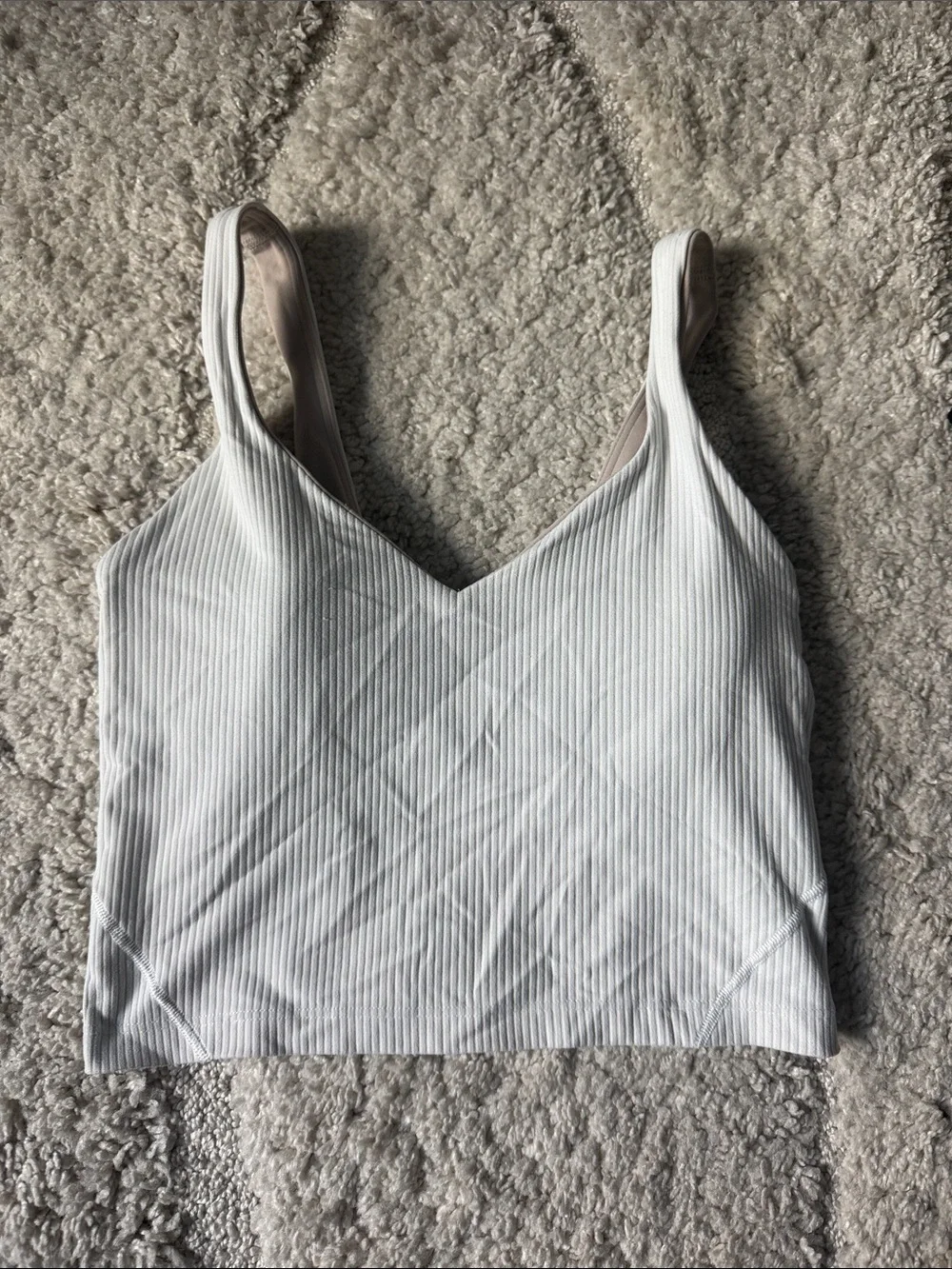 lululemon athletica White Ribbed V-Neck Crop Tank